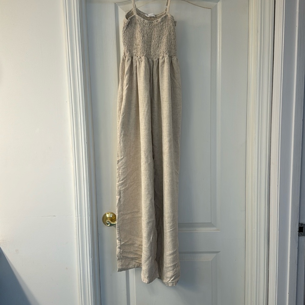 Linen Wide-leg Cropped Jumpsuit